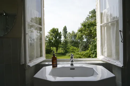 Views onto the gardens from the bathroom