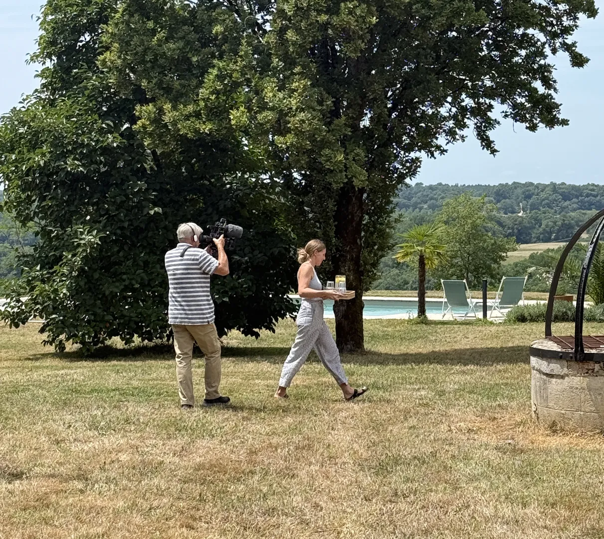 A behind the scenes photo of the shooting of A New Life in the Sun for Channel 4