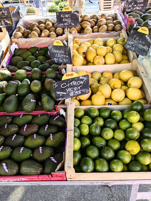 Fruit at a local french market near Chateau de Pomiro